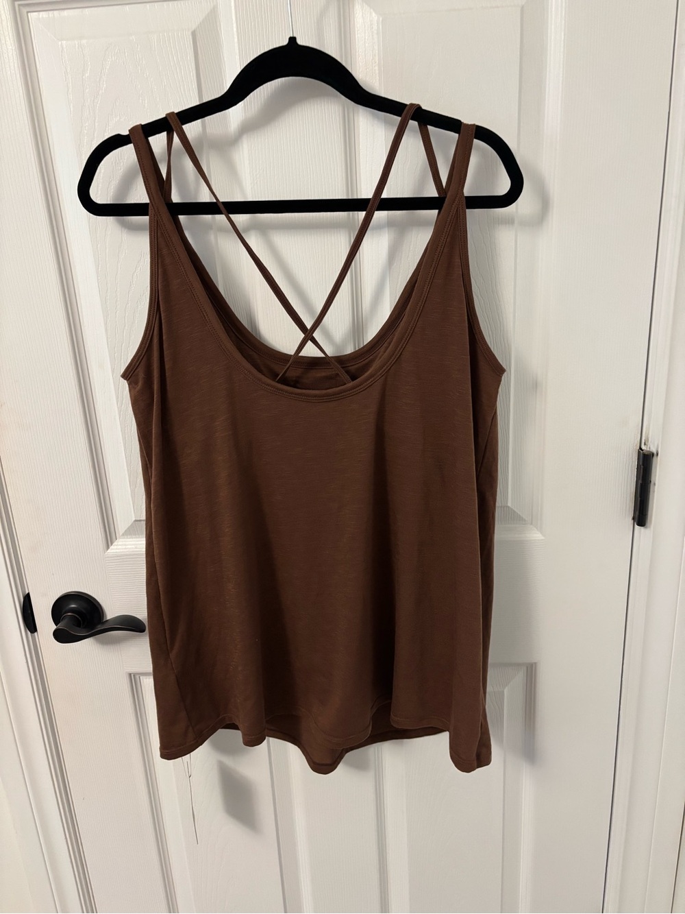 HALARA Chocolate Brown Crisscross Strap Tank